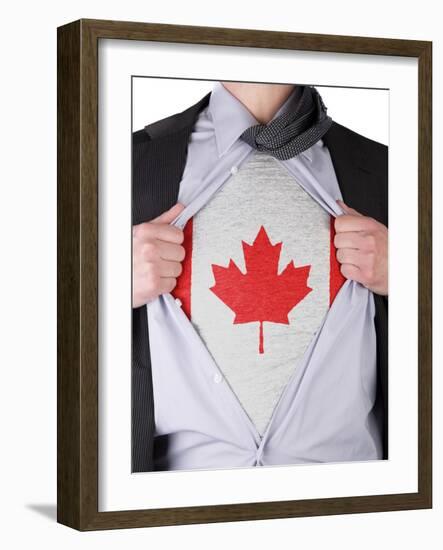 Business Man With Canadian Flag T-Shirt-IJdema-Framed Art Print