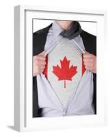 Business Man With Canadian Flag T-Shirt-IJdema-Framed Art Print