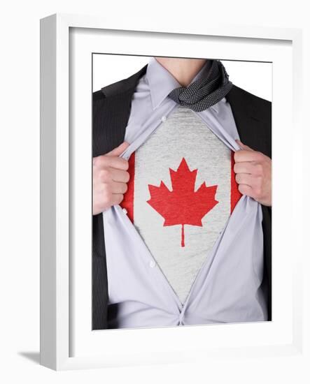 Business Man With Canadian Flag T-Shirt-IJdema-Framed Art Print