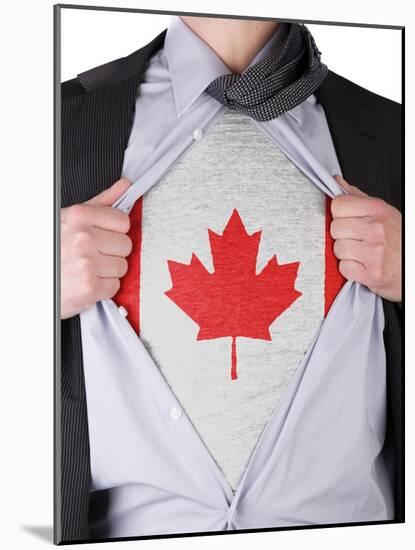 Business Man With Canadian Flag T-Shirt-IJdema-Mounted Art Print