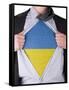 Business Man With Ukrainian Flag T-Shirt-IJdema-Framed Stretched Canvas