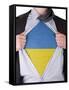 Business Man With Ukrainian Flag T-Shirt-IJdema-Framed Stretched Canvas