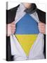 Business Man With Ukrainian Flag T-Shirt-IJdema-Stretched Canvas