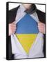 Business Man With Ukrainian Flag T-Shirt-IJdema-Framed Stretched Canvas