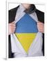 Business Man With Ukrainian Flag T-Shirt-IJdema-Framed Art Print