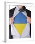 Business Man With Ukrainian Flag T-Shirt-IJdema-Framed Art Print