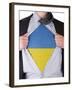 Business Man With Ukrainian Flag T-Shirt-IJdema-Framed Art Print