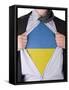 Business Man With Ukrainian Flag T-Shirt-IJdema-Framed Stretched Canvas