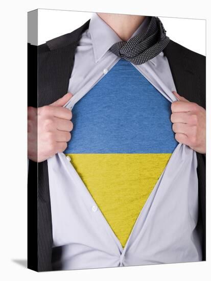 Business Man With Ukrainian Flag T-Shirt-IJdema-Stretched Canvas