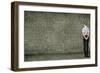 Business Person Standing Against the Blackboard with a Lot of Data-Sergey Nivens-Framed Photographic Print