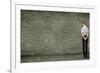 Business Person Standing Against the Blackboard with a Lot of Data-Sergey Nivens-Framed Photographic Print