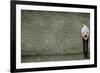 Business Person Standing Against the Blackboard with a Lot of Data-Sergey Nivens-Framed Photographic Print