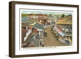 Business Section, Ocean Beach, New London, Connecticut-null-Framed Art Print