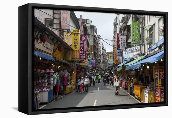 Business Street in Danshui, Suburb of Taipei, Taiwan, Asia-Michael Runkel-Framed Stretched Canvas