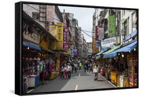 Business Street in Danshui, Suburb of Taipei, Taiwan, Asia-Michael Runkel-Framed Stretched Canvas