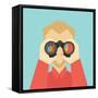 Business Vision Concept. Man Looking through Binoculars and See Charts-Milles Vector Studio-Framed Stretched Canvas