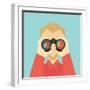 Business Vision Concept. Man Looking through Binoculars and See Charts-Milles Vector Studio-Framed Art Print