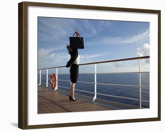 Business Woman on a Cruise Ship, Nassau, Bahamas, West Indies, Caribbean, Central America-Angelo Cavalli-Framed Photographic Print