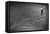 Businessman Drawing Graphics on Wall-Sergey Nivens-Framed Stretched Canvas