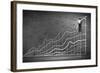 Businessman Drawing Graphics on Wall-Sergey Nivens-Framed Photographic Print