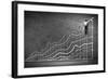 Businessman Drawing Graphics on Wall-Sergey Nivens-Framed Photographic Print