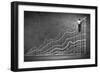 Businessman Drawing Graphics on Wall-Sergey Nivens-Framed Photographic Print