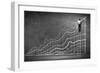 Businessman Drawing Graphics on Wall-Sergey Nivens-Framed Photographic Print