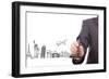 Businessman Drawing  World Travel (Japan,France,Italy,New York,India,Egypt)-jannoon028-Framed Photographic Print