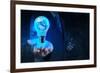 Businessman Hand Shows Light Bulb with Planet Earth Social Network-everythingpossible-Framed Photographic Print