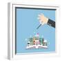 Businessman Hand Use Magical to Build City from Opened Book, Creativity-Chaichan Ingkawaranon-Framed Art Print