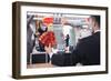 Businessman Holding Red Envelopes and Coworkers Hanging Decorations for Chinese New Year-XiXinXing-Framed Photographic Print