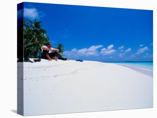 Businessman on Beach, Maldives-Stuart Westmorland-Stretched Canvas