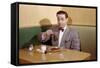 Businessman Pouring Syrup on Pancakes-William P. Gottlieb-Framed Stretched Canvas