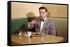 Businessman Pouring Syrup on Pancakes-William P. Gottlieb-Framed Stretched Canvas