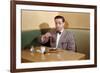 Businessman Pouring Syrup on Pancakes-William P. Gottlieb-Framed Photographic Print