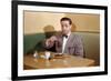 Businessman Pouring Syrup on Pancakes-William P. Gottlieb-Framed Photographic Print