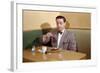 Businessman Pouring Syrup on Pancakes-William P. Gottlieb-Framed Photographic Print