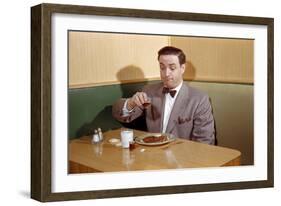 Businessman Pouring Syrup on Pancakes-William P. Gottlieb-Framed Photographic Print