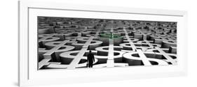 Businessman Walking on Landscape of Infinite Dollar Signs-null-Framed Photographic Print