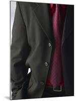 Businessman Wearing Red Shirt and Tie Under Black Suit-null-Mounted Photographic Print