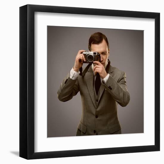 Businessman With A Retro Camera-NejroN Photo-Framed Art Print