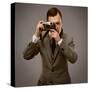 Businessman With A Retro Camera-NejroN Photo-Stretched Canvas