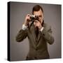 Businessman With A Retro Camera-NejroN Photo-Stretched Canvas