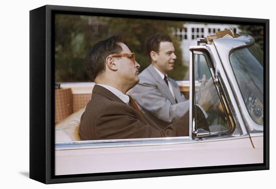 Businessmen Carpooling to Work in Convertible-William P. Gottlieb-Framed Stretched Canvas