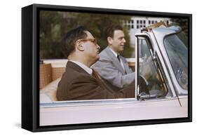 Businessmen Carpooling to Work in Convertible-William P. Gottlieb-Framed Stretched Canvas