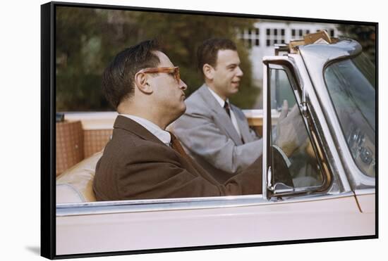 Businessmen Carpooling to Work in Convertible-William P. Gottlieb-Framed Stretched Canvas