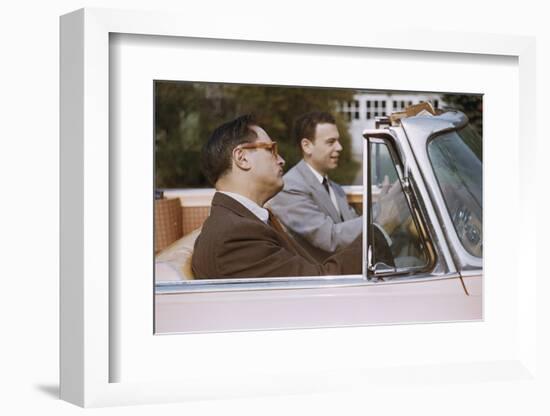 Businessmen Carpooling to Work in Convertible-William P. Gottlieb-Framed Photographic Print