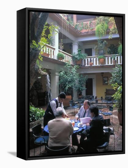 Businessmen Enjoying the Local Comida Corrida, Oaxaca, Mexico-Judith Haden-Framed Stretched Canvas