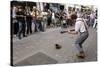 Busker Entertaining the Crowds, Galway, County Galway, Connacht, Republic of Ireland-Gary Cook-Stretched Canvas