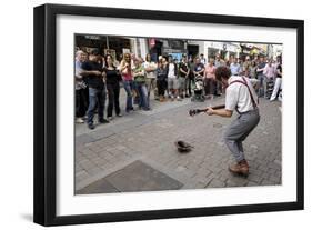 Busker Entertaining the Crowds, Galway, County Galway, Connacht, Republic of Ireland-Gary Cook-Framed Photographic Print